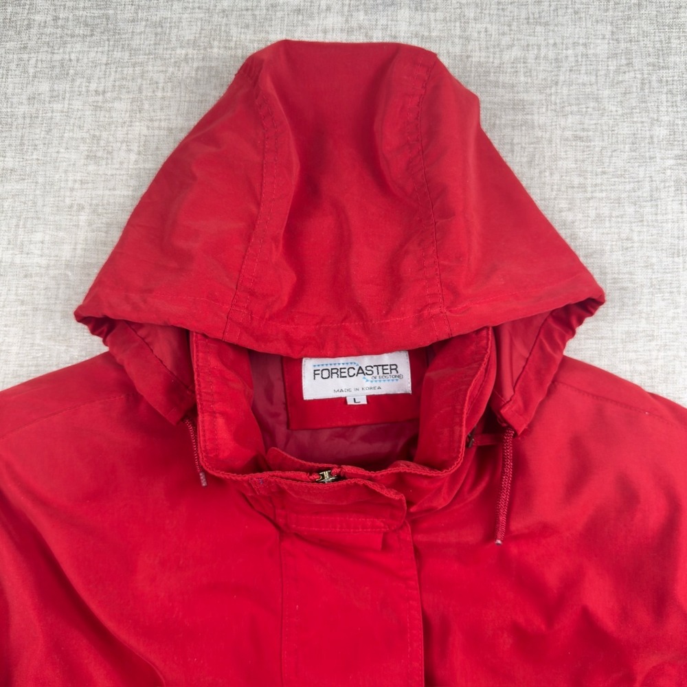 Vintage Forecaster of Boston Red Parka Jacket Women's L‎ Hooded Korea 80s 90s - Picture 7 of 14